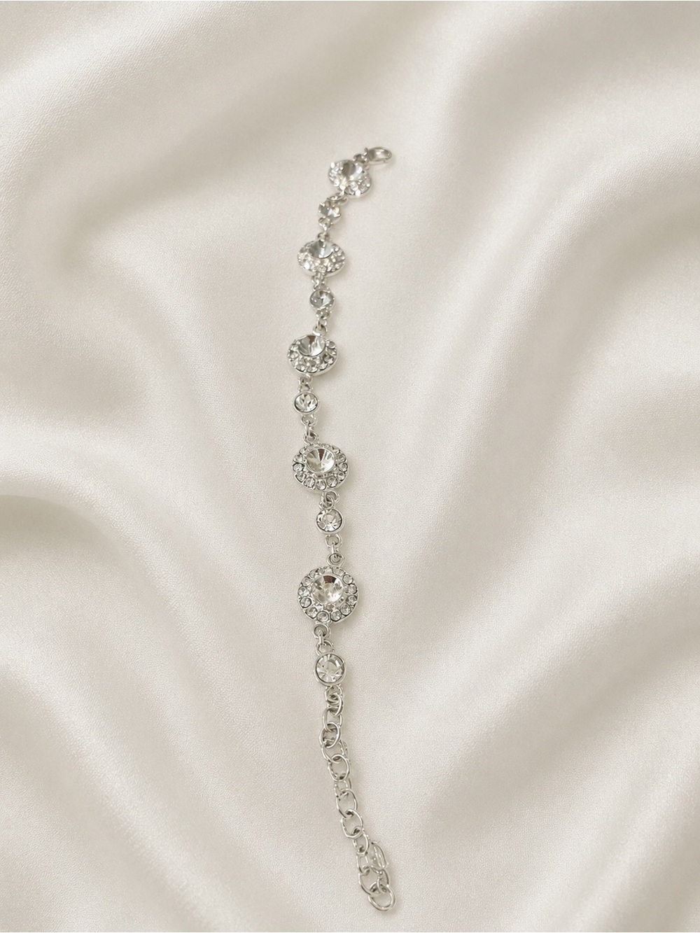 Modern Napier Crystal Circle Drop Silver Bracelet